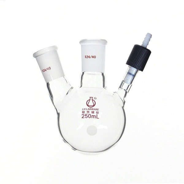 Matraz redondo Schlenk de 2 bocas y válvula de alto vacío, capacidad de 50 a 500 ml Laborxing
