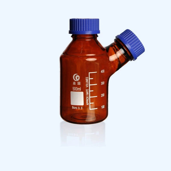 Double-necked HPLC bottle with GL45 screw cap, brown glass, capacity 250 to 2.000 ml Laborxing