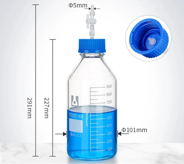 Frasco para HPLC GL45 con distribuidor múltiple, capacidad de 100 a 2.000 ml Laborxing