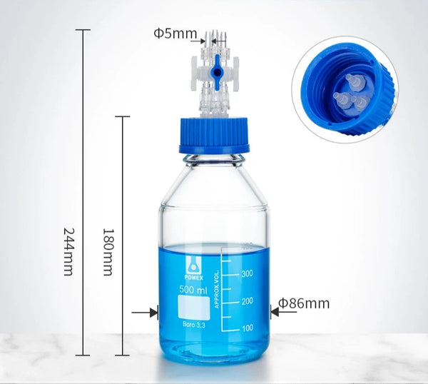 Frasco para HPLC GL45 con distribuidor múltiple, capacidad de 100 a 2.000 ml Laborxing