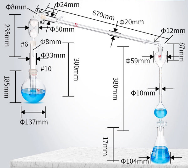 Apparat zur Bestimmung des Gehaltes an Neutralölen und Pyridinbasen in Phenolprodukten Laborxing