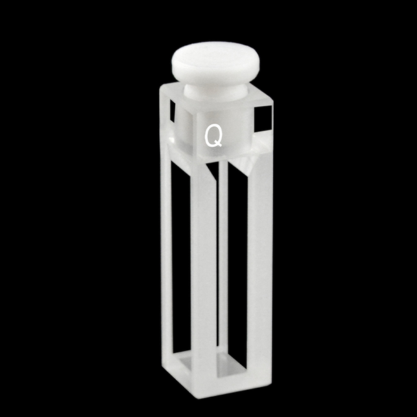 UV micro fluorescence Cuvette with PTFE Stopper, Lightpath 10 mm, 4 clear windows Laborxing