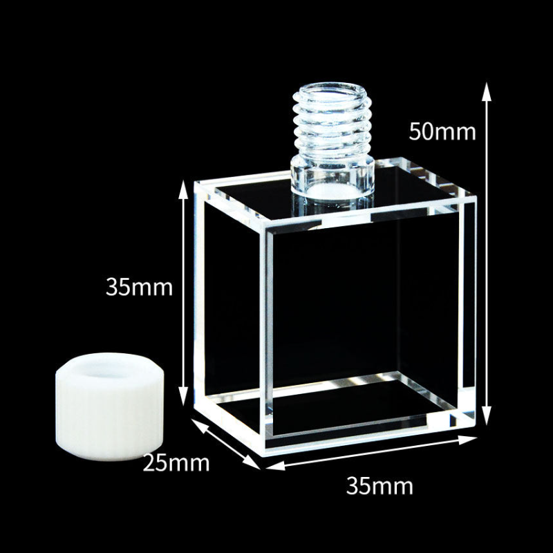 UV-Quarz-Makroküvette mit PTFE-Schraubverschluss, doppelter Lichtweg 20/30 mm