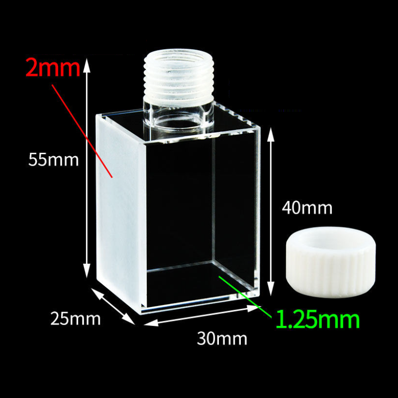 UV quartz marco cuvette with PTFE screw cap,double lightpath 22.5/37.5 mm