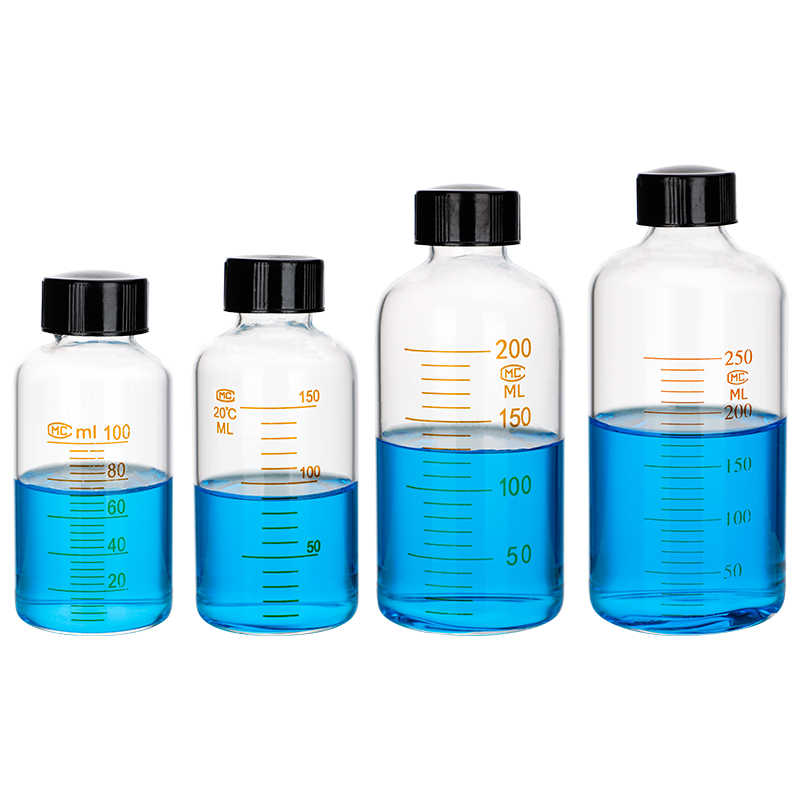 Serum bottle with screw cap, clear glass, graduated, 5 ml to 1.000 ml