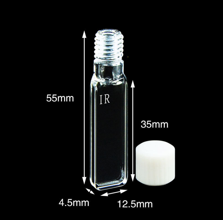 IR quartz cuvettes with PTFE screw cap,4 clear windows