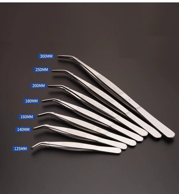 Tweezers with curved tip, length 10 to 30 cm Laborxing