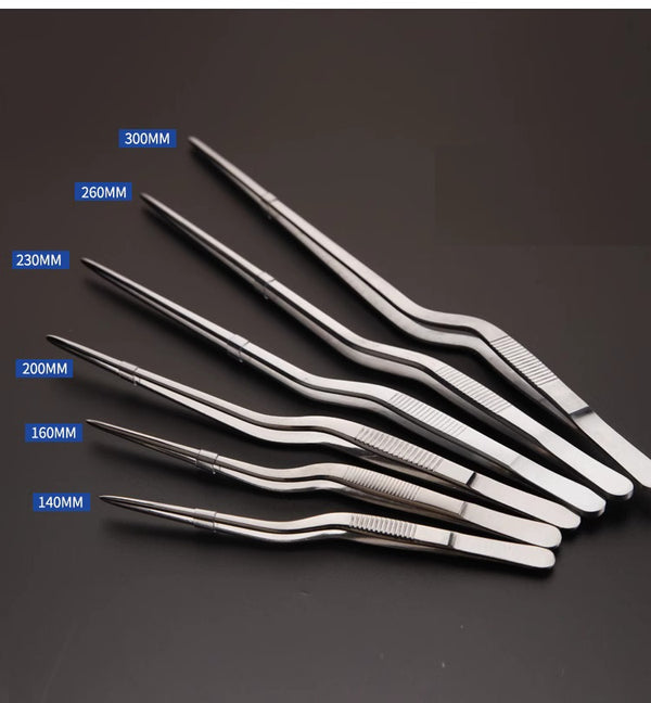 Curved tweezers, length 10 to 30 cm Laborxing