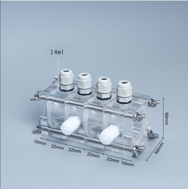 Reattore cubico a doppia camera per celle a combustibile microbiche (MFC), capacità 4 x 14 ml ciascuna camera singola Laborxing