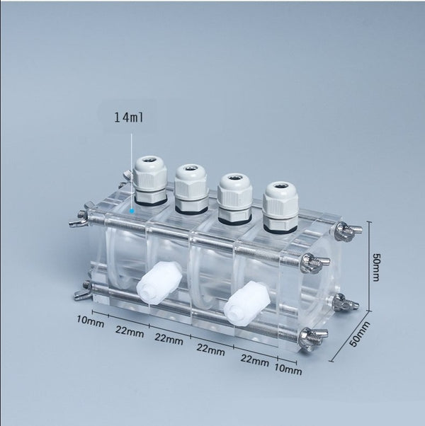 Réacteur cubique à double chambre pour pile à combustible microbienne (MFC), capacité 4 x 14 ml chaque chambre unique Laborxing