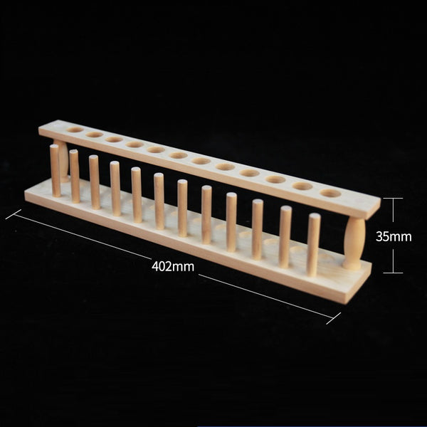 Soporte de probetas de madera, diámetro 21 mm, ranuras 6 a 12 Laborxing