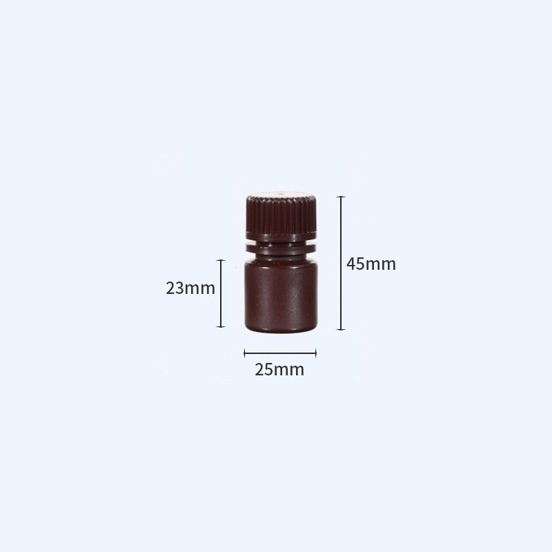 Wide mouth bottles with screw cap, Plastic PP ,brown, capacity 8 ml to 1000 ml
