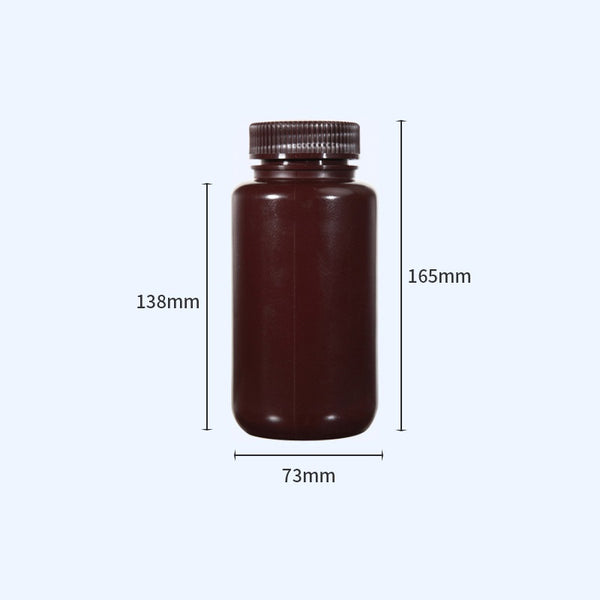 Flacons à col large avec bouchon à vis, Plastique PP, marron, capacité 8 ml à 1000 ml Laborxing