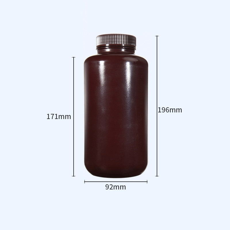 Wide mouth bottles with screw cap, Plastic PP ,brown, capacity 8 ml to 1000 ml