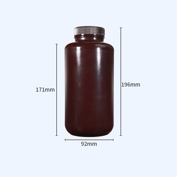 Bottiglie a bocca larga con tappo a vite, plastica PP, marrone, capacità da 8 ml a 1000 ml Laborxing