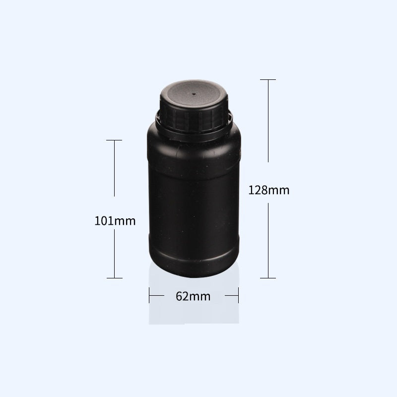 Wide mouth bottles with screw cap, Plastic HDPE, black, capacity 250 ml to 500 ml