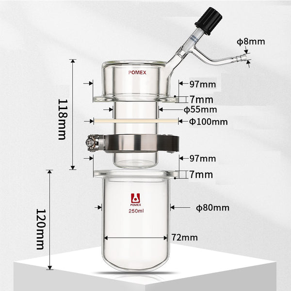 Aparato de sublimación al vacío con válvula de alto vacío, capacidad de 250 a 2.000 ml Laborxing