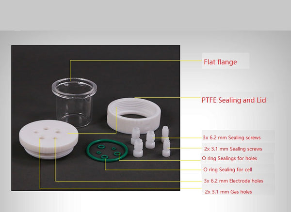 Low volume sealed electrochemical cell, capacity 10 to 50 ml Laborxing