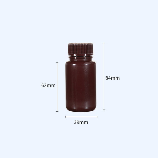 Wide mouth bottles with screw cap, Plastic PP ,brown, capacity 8 ml to 1000 ml Laborxing