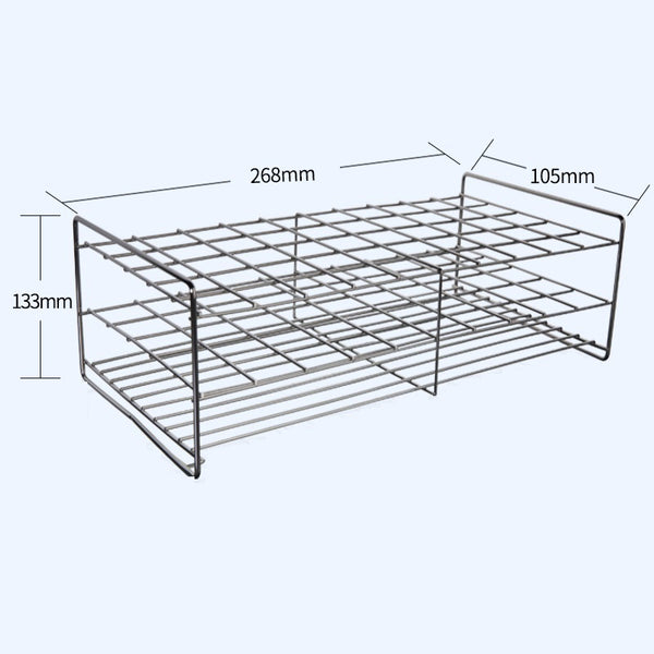 Soporte para tubos de ensayo de 50 ranuras, acero inoxidable Laborxing