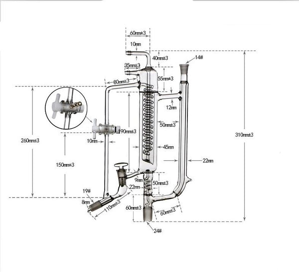 Cabeça de destilação de refluxo com espiral Dimroth Laborxing