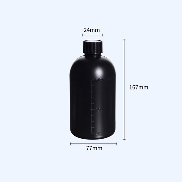 Narrow mouth bottles with screw cap, Plastic HDPE, black,capacity 250 ml to 1.000 ml Laborxing