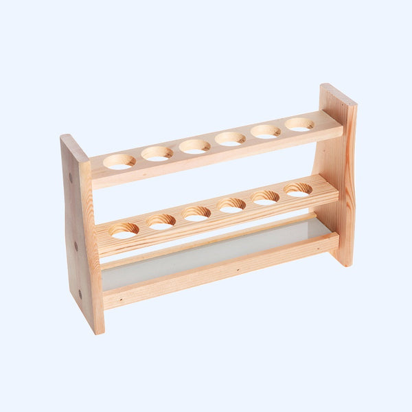 Soporte de madera para tubos colorimétricos, ranuras 6 a 12, para volumen de 25 a 100 ml Laborxing