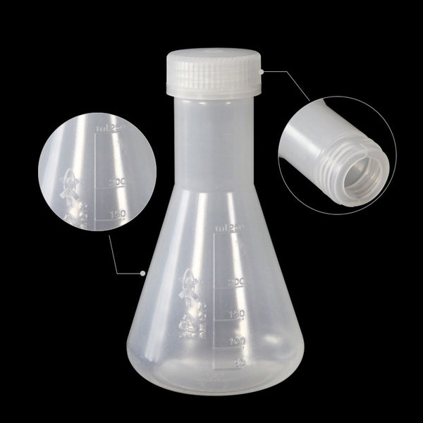 Erlenmeyer flask with screw cap, Plastic PP, capacity 125 ml to 500 ml Laborxing