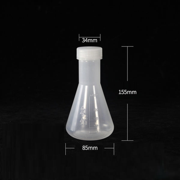 Matraz Erlenmeyer con tapón de rosca, Plástico PP, capacidad 125 ml a 500 ml Laborxing