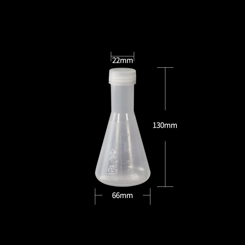 Erlenmeyer flask with screw cap, Plastic PP, capacity 125 ml to 500 ml