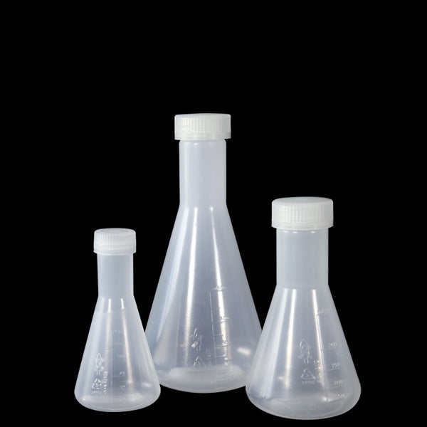 Erlenmeyer flask with screw cap, Plastic PP, capacity 125 ml to 500 ml Laborxing