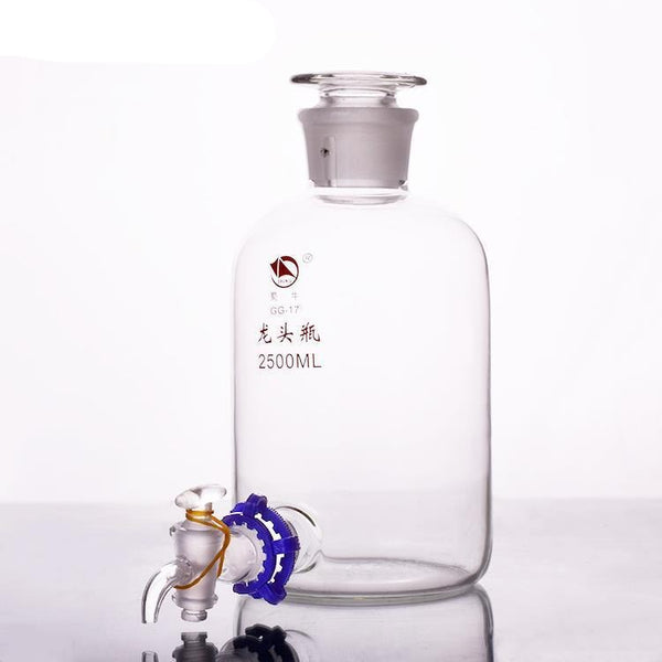 Bottiglia per aspiratore con tappo e rubinetto, vetro trasparente, da 2.5 L a 20 L Laborxing