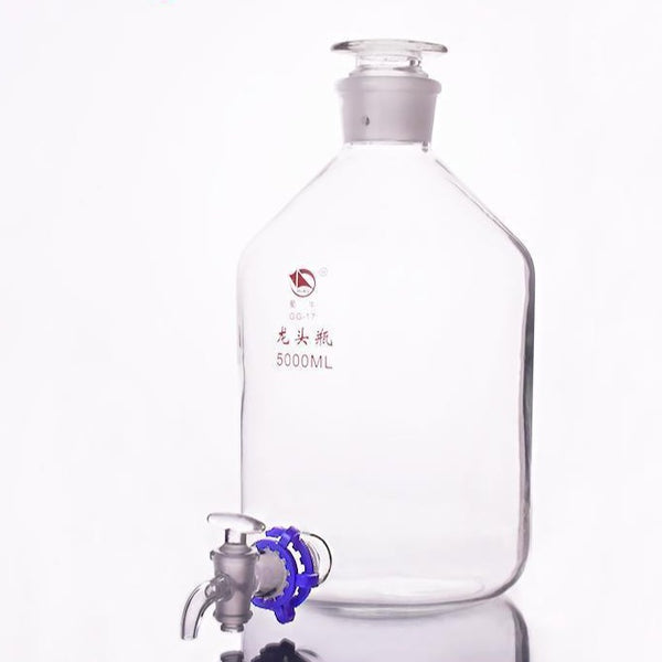 Aspirator bottle with stopper and tap, clear glass, 2.5 L to 20 L Laborxing