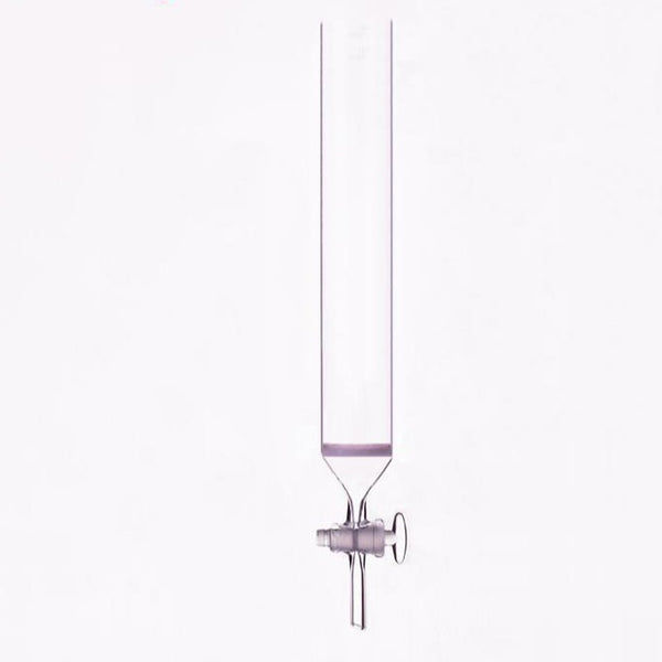 Columna de cromatografía con borde rebordeado, llave de paso de vidrio y frita, diámetro 50 mm Laborxing