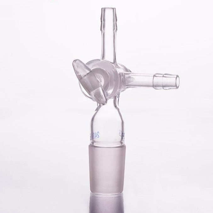 Connecting adapter with T-shaped hose connector and stopcock Laborxing