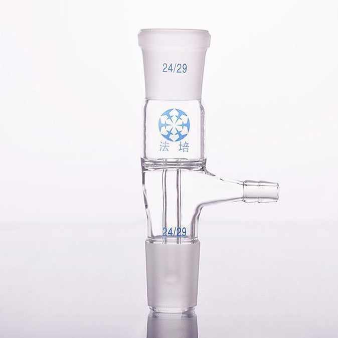 Connecting adapter with side hose connector and vacuum take-off Laborxing