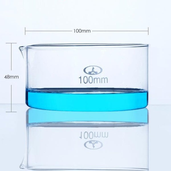 Plato de cristalización con pico, vidrio transparente, diámetro 60 mm a 200 mm Laborxing