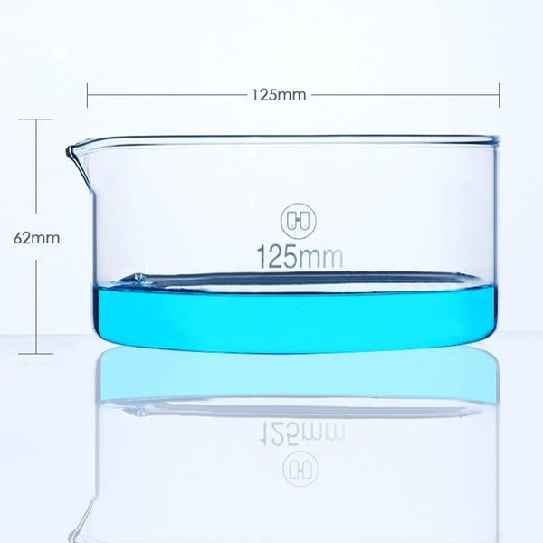 Plato de cristalización con pico, vidrio transparente, diámetro 60 mm a 200 mm Laborxing