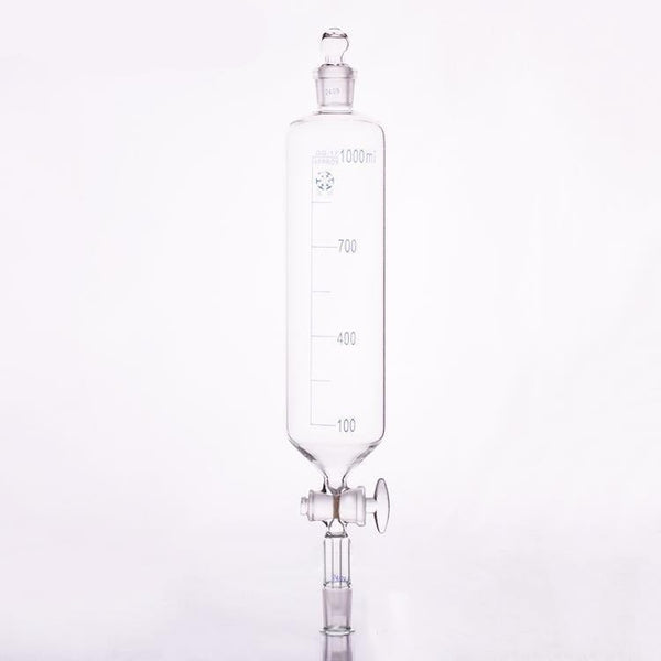 Embudo cuentagotas cilíndrico con llave de paso y tapón, graduado, de 50 a 1.000 ml Laborxing