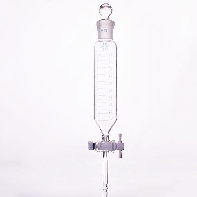 Cylindrical separating funnel with PTFE stopcock, graduated, capacity ...