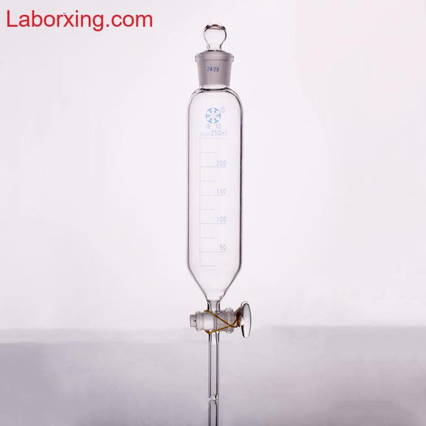 Embudo de decantación cilíndrico con llave de paso y tapón, graduado, de 50 a 1.000 ml Laborxing