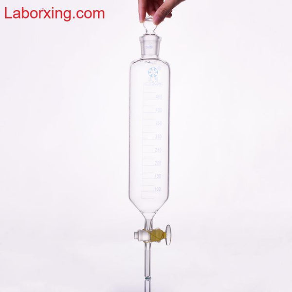 Funil de separação cilíndrico com torneira e rolha, graduado, 50 a 1.000 ml Laborxing