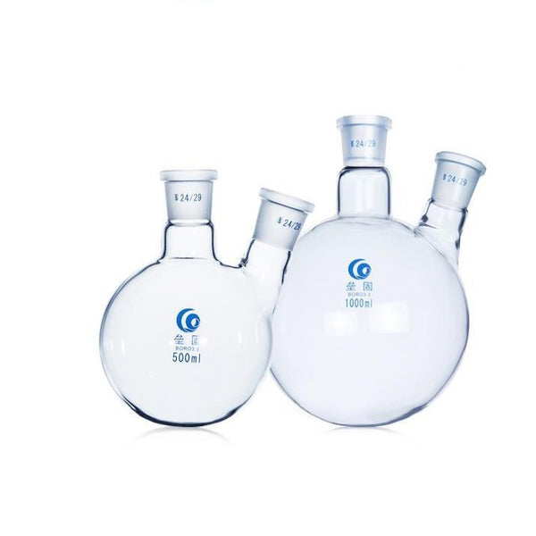 Doppelhals-Rundkolben, abgeschrägte Seitenhälse, 250 ml bis 5.000 ml Laborxing