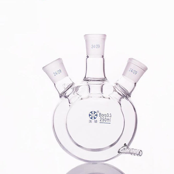 Double jacketed three-necked round-bottom flask, capacity 500 to 2.000 ...