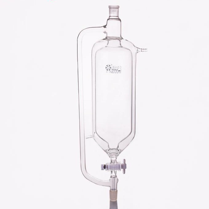 Double jacketed dropping funnel with pressure compensation and PTFE st ...