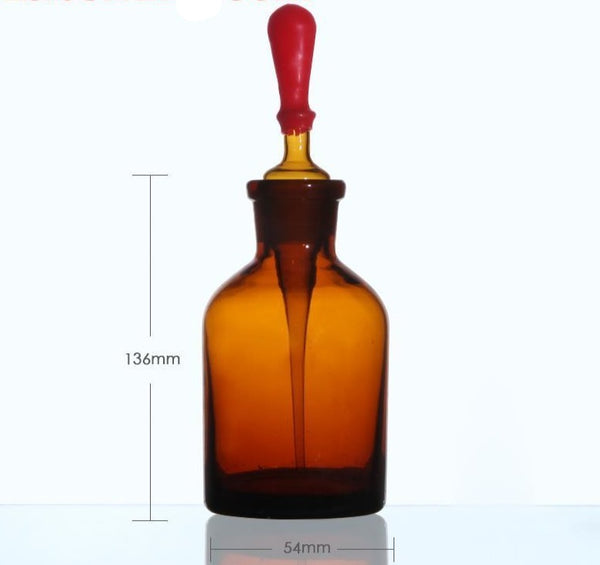 Frasco cuentagotas con pipeta, vidrio marrón, 30 ml a 125 ml Laborxing