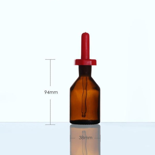 Dropper bottle with pipette and cover, brown glass, 30 ml to 125 ml Laborxing