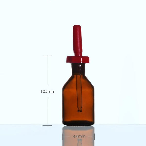 Frasco cuentagotas con pipeta y tapa, vidrio marrón, 30 ml a 125 ml Laborxing