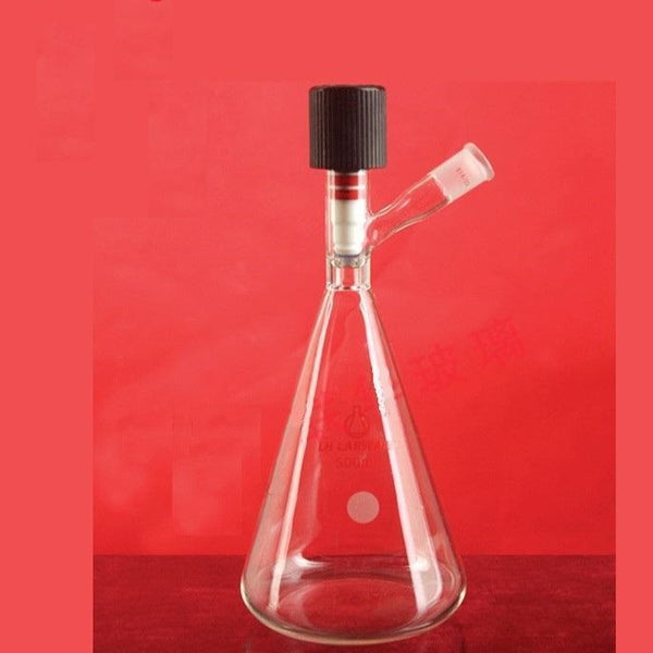 Matraz Erlenmeyer Schlenk con válvula de alto vacío y junta lateral, capacidad de 50 a 500 ml Laborxing
