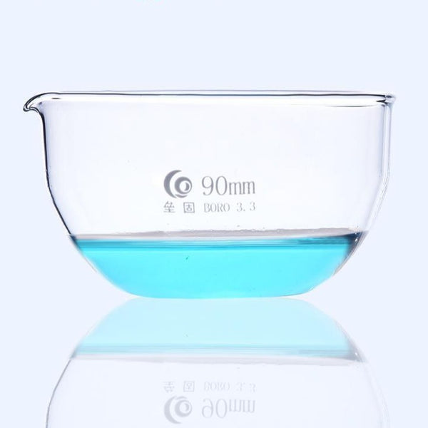 Cápsula de evaporación con fondo plano, vidrio transparente, diámetro de 60 mm a 150 mm Laborxing